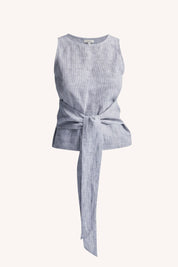 Front-tie Top | Linen Stripes