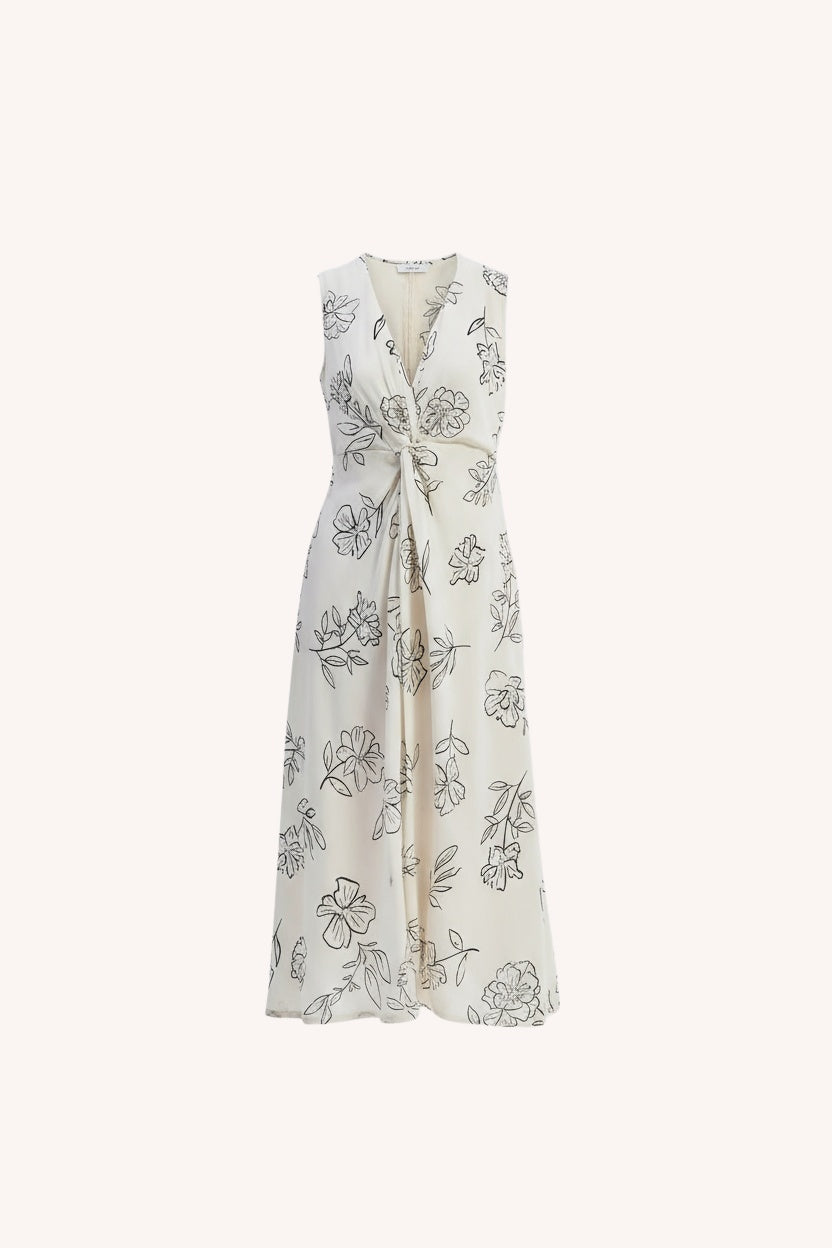 Front Twist Maxi dress | Black Florals