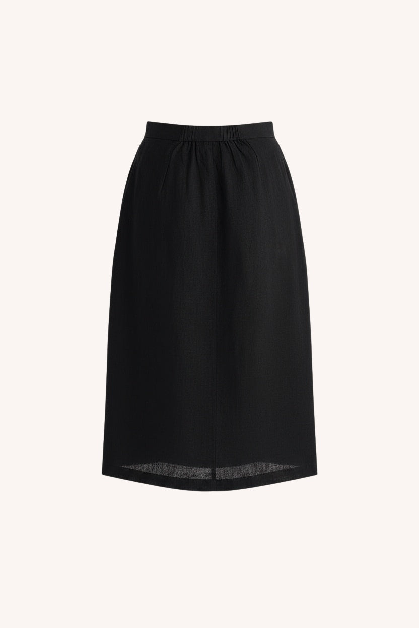 Overlap Midi Skirt | Black