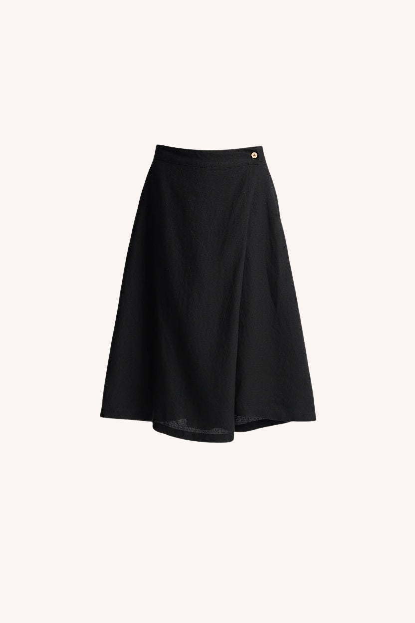 Overlap Midi Skirt | Black