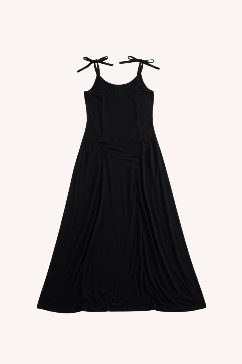 Tie-Detail Maxi Dress | Black