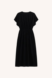 V-neck Gathered Maxi Dress | Black