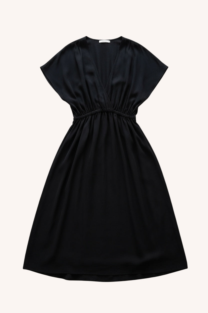 V-neck Gathered Maxi Dress | Black