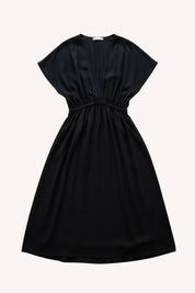 V-neck Gathered Maxi Dress | Black